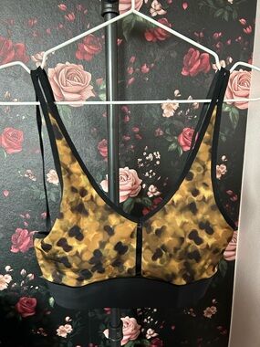 ultracor Gold and Black Abstract Print Sports Bralette